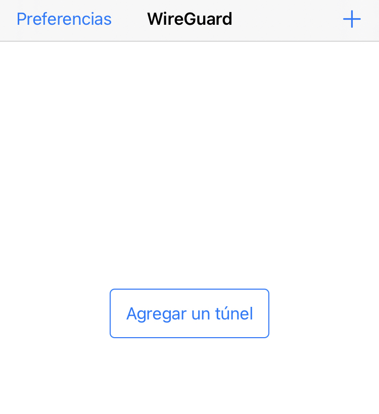 Captura de la pantalla principal de la app WireGuard