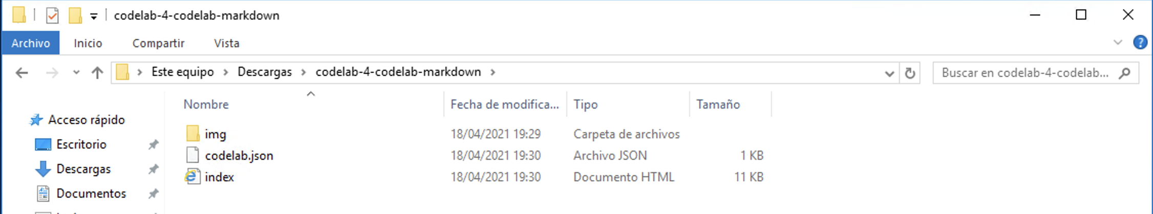 Archivos generados por claat en Windows